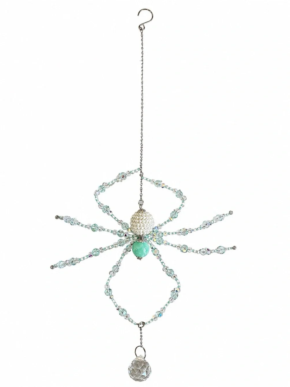 Soul Treatz Creations Aqua Beaded Spider Wall Suncatcher